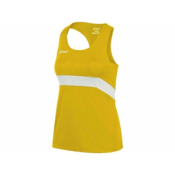 ASICS Womens Break Through Singlet Gold White Size - Picture 3 of 3